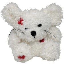 KiK Kleine weiße Zottel-Maus mit Patches Kuscheltier 12cm Gebraucht