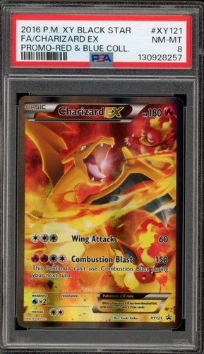 Pokemon Charizard EX Red & Blue Coll. Black Star Full Art Promo XY121 PSA 8