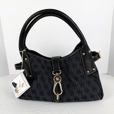 Dooney Bourke DB Monogram Hobo Bag Black Canvas Leather Logo Lock Purse NWT