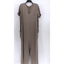 UNIVERSAL STANDARD Women's Beige V-Neck Casual Short Sleeve Jumpsuit SZ M
