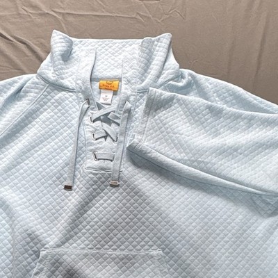 Ruby Rd Blue Quilted Lace Up Pullover Sweatshirt Size Extra Large Women s ￼