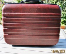 VALISE VOYAGE SAMSONITE FIBRE DE VERRE BRUNE BORDEAUX - 2 SERRURES + NUMEROTEE 3