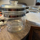 Vintage Pyrex Flameware Glass  Double Boiler Saucepan & Lid 6283 1-1/2 Qt EUC