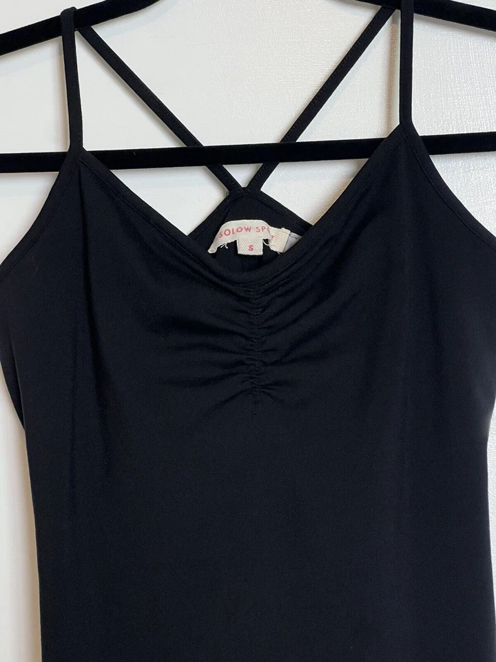 $62 So Low Black Fitted Stretch Built in Shelf Bra Tank Top V Neck Athletic S - Image 3 of 4