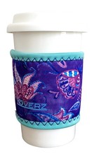 Neoprene Coffee Sleeve, Cup Grip, Drink Holder, Pint Sleeve - Violet Whimsy