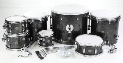 Gretsch Catalina Maple 7-Piece Drum Shell Pack Black Stardust -cracked kick