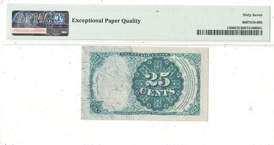 25 Cents 5th Issue Fractional Currency Fr. 1309 PMG-67 EPQ - Image 3 of 3