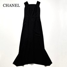 CHANEL Dress Sleeveless 99A Black Size 36 Length 93.5cm