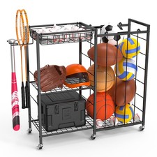 Multi-Functional Sports Equipment Organizer with Elastic Rope, Removable Bask...