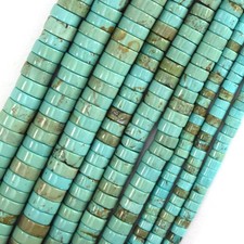 Greenish Blue Turquoise Heishi Disc Beads Gemstone 15" Strand 4mm 6mm 8mm