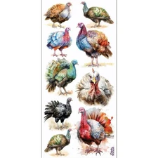 Wild Turkey Stickers - Thanksgiving - 1 Sticker Sheet for Crafts & Planners