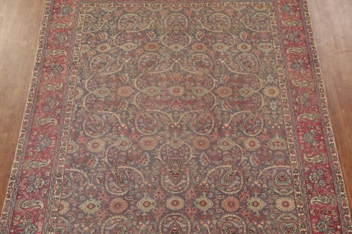 Vintage Floral Traditional Tebriz Area Rug 8'x11' for Dining Room Handmade Rug - Picture 3 of 12