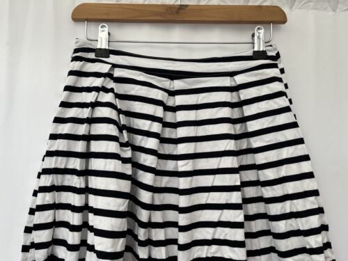 New Look White Striped A-Line Skirt Cotton Size 8 Knee Length - Picture 6 of 12