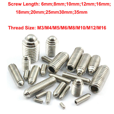 M3~M16 304 Stainless Steel Thread Hexagonal Spring Ball Plunger Screw 6mm-35mm