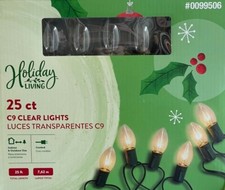 25 Holiday Living Clear Transparent C9 Incandescent String Lights - NEW