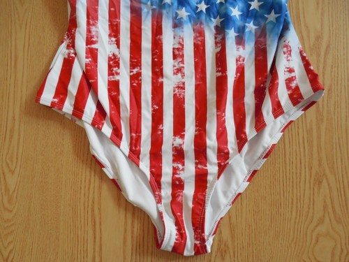 NEW WOMENS SEXY PATRIOTIC AMERICAN FLAG 1PC SWIMSUIT STRETCHY MEDIUM 4TH OF JULY - Picture 4 of 5