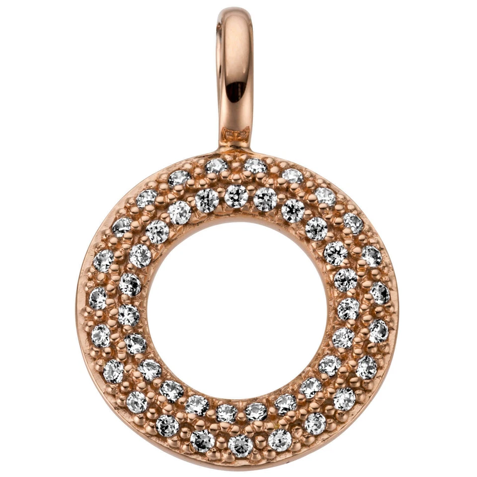 Anhänger Kreis Ø 11,7mm 585 Gold Rotgold mit 46 Diamanten Brillanten 0,15ct. - Bild 1 von 1