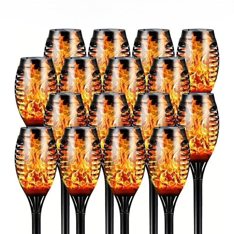 12pcs Solar TiKi Torch Lights with Flickering Flames - Waterproof by AvalonUP