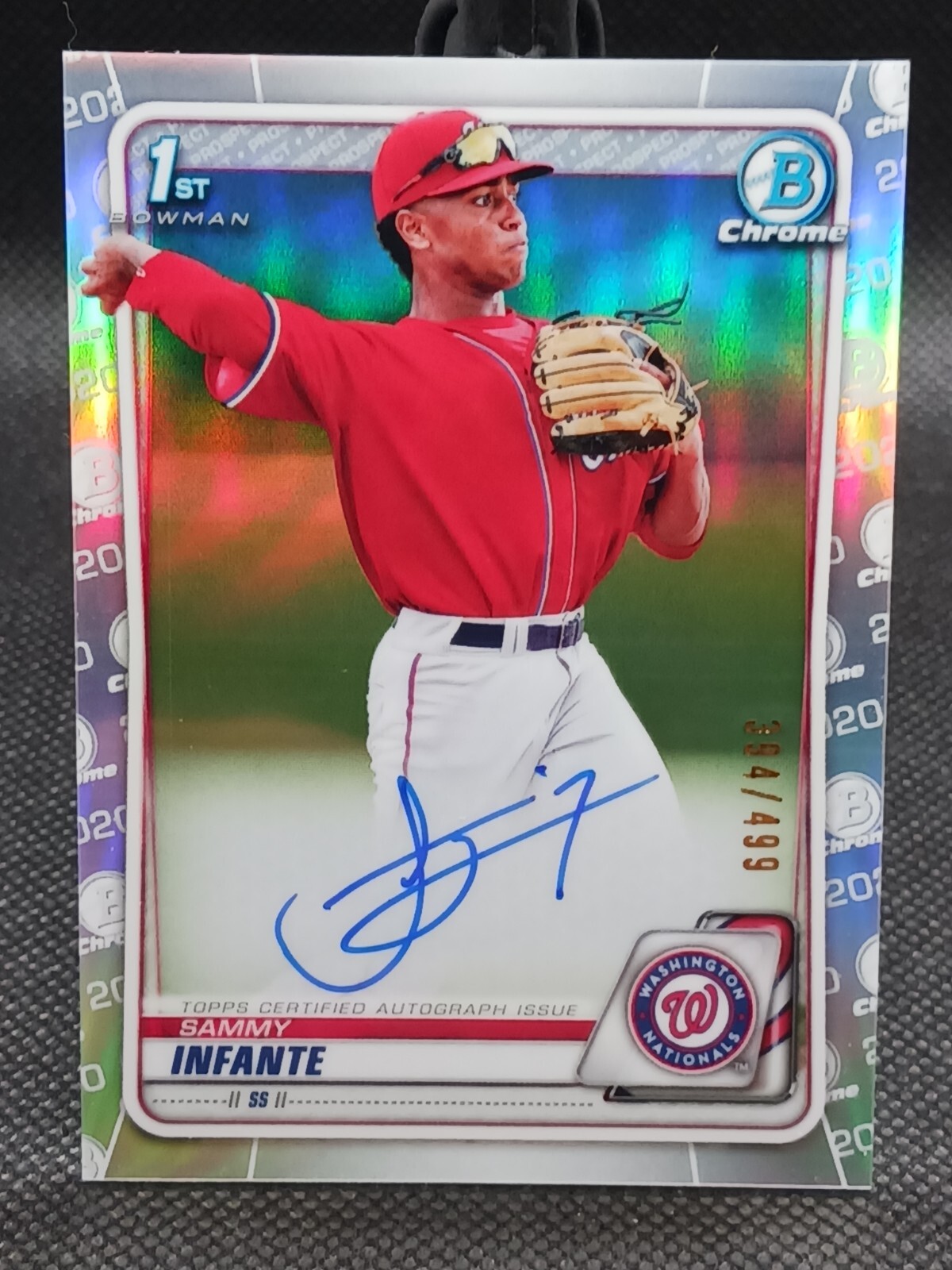 2020 Bowman Chrome Draft Autograph Refractor #ed /499 - Sammy Infante #CDA-SI