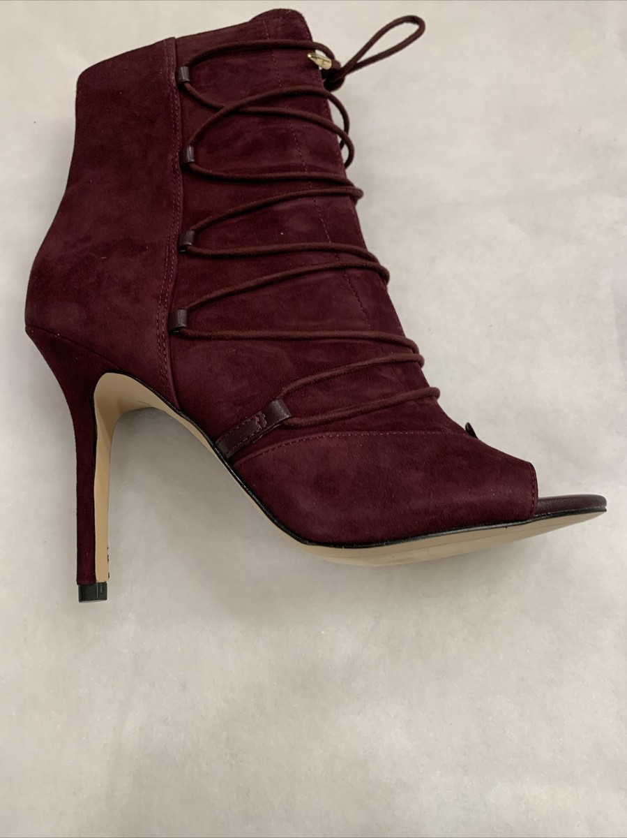 Sam Edelman Women's Asher Ankle Lace Up Boots Wine Suede Size M