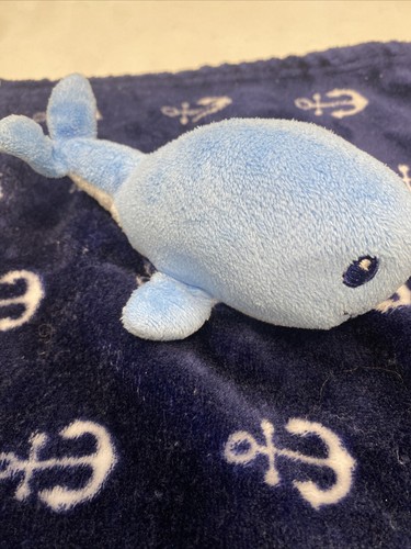 HB Hudson Lovey Baby Blue Whale Anchors Plush Security Blanket Lovie 14x14” - Picture 5 of 9