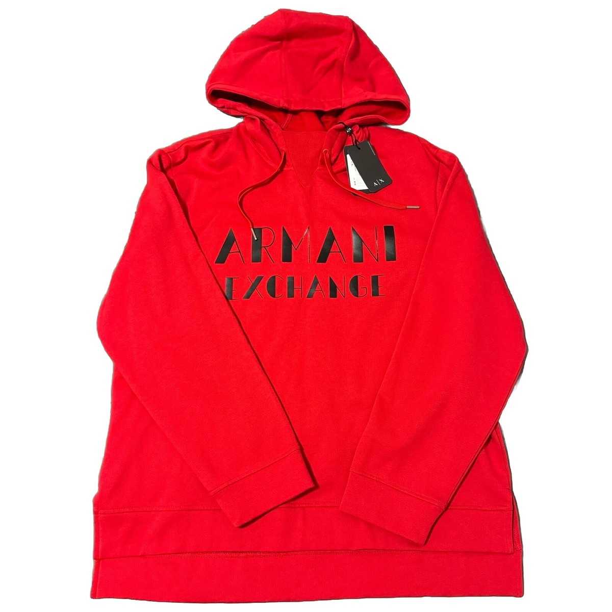 NEW AX Armani Exchange Hoodie Men's XL Red Logo Sweatshirt | eBay