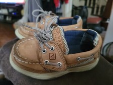 Sperry Lanyard Boat Shoes Toddler Kids Sz 8 Leather Quick Dry Tan Shoes Loafers