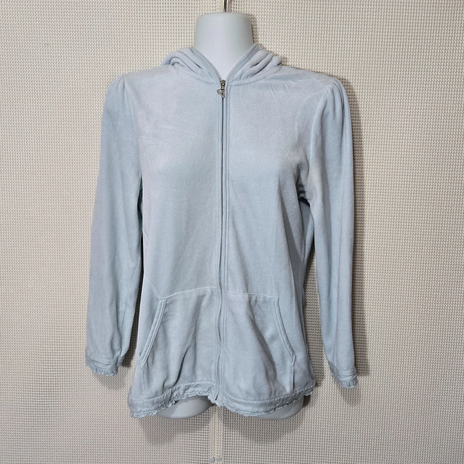 UNDERCOVER Felpa con cappuccio Victorias Secret Angels donna media bambino blu bordi volant zip intera