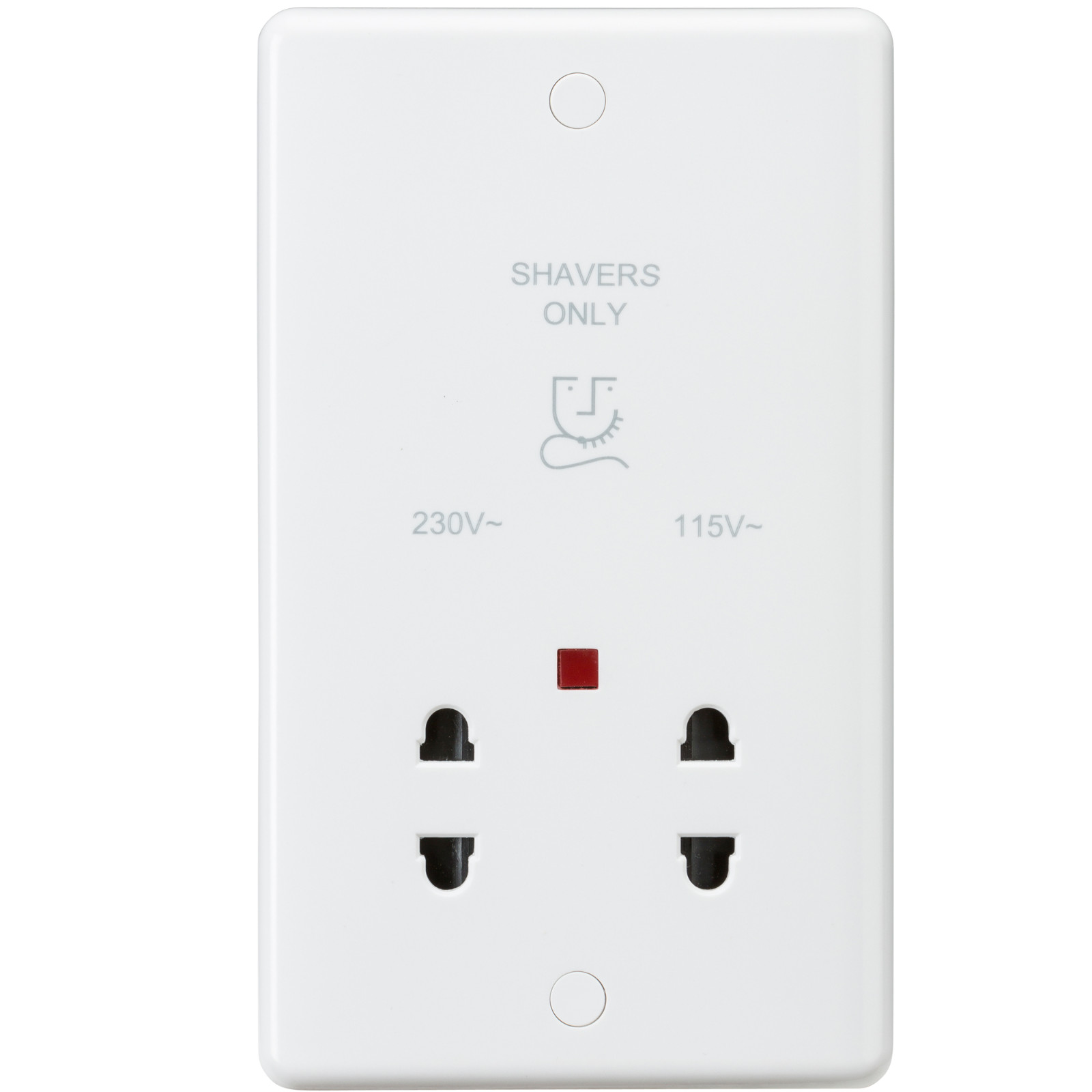 White Curved Edge Wiring Accessories Dual Voltage Shaver Socket with Neon
