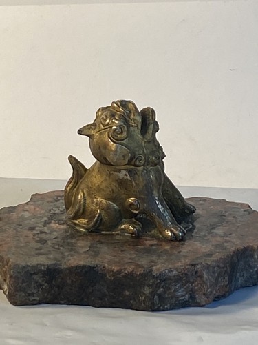 Sehr cooler Foo Dog Vintage Räuchergefäß montiert auf Granitsockel - Bild 4 von 12