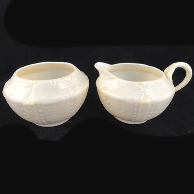 NEW SHELL SUGAR & CREAMER SET by Belleek  NEW NEVER USED made in Ireland