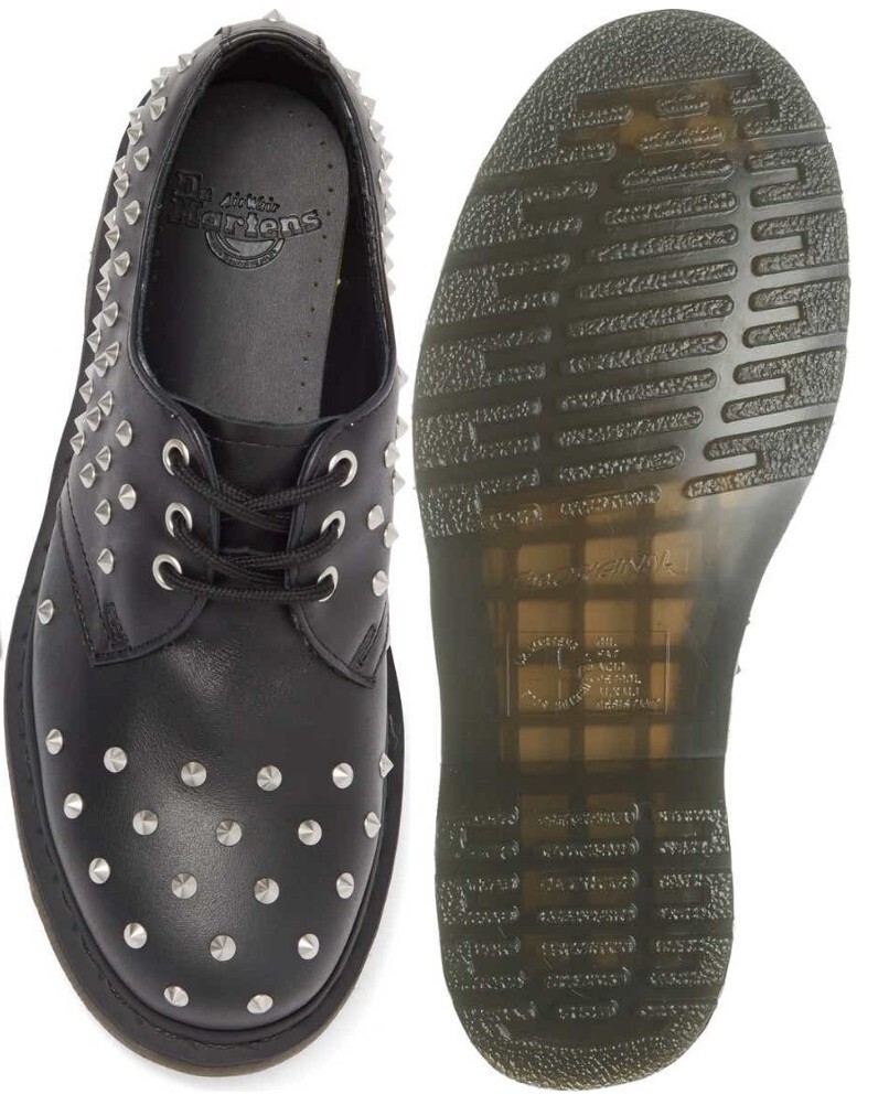 Doc Martens 1461 Studded Black Leather Derby Shoes Mens Size 8