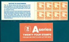 US 1736a 'A'  Rate Complete Booklet/24, 3 Panes/8,  Face value $3.60, Mint NH