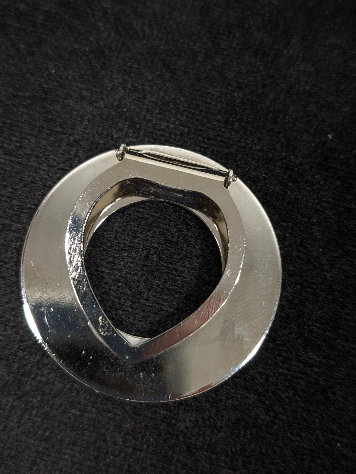 Vintage Silver Tone Brused Round Circle Mid Mod Scarf Dress Clip
