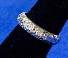 Unique Pyramid Design Sterling Silver Band Ring Signed Turkey Size 7.5