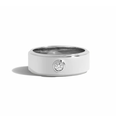 Mens Engagement Band 0.10 Ct Lab Grown Round Cut Diamond 8 mm Solid 950 Platinum