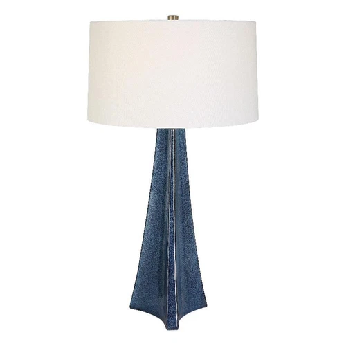 Uttermost Teramo 1-Light Ceramic & Fabric Table Lamp in White/Distressed Blue - Picture 1 of 7