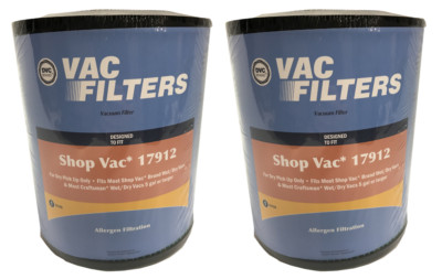 (2) DVC Allergen Filters for Shop Vac / Craftsman Replaces Part Number ...