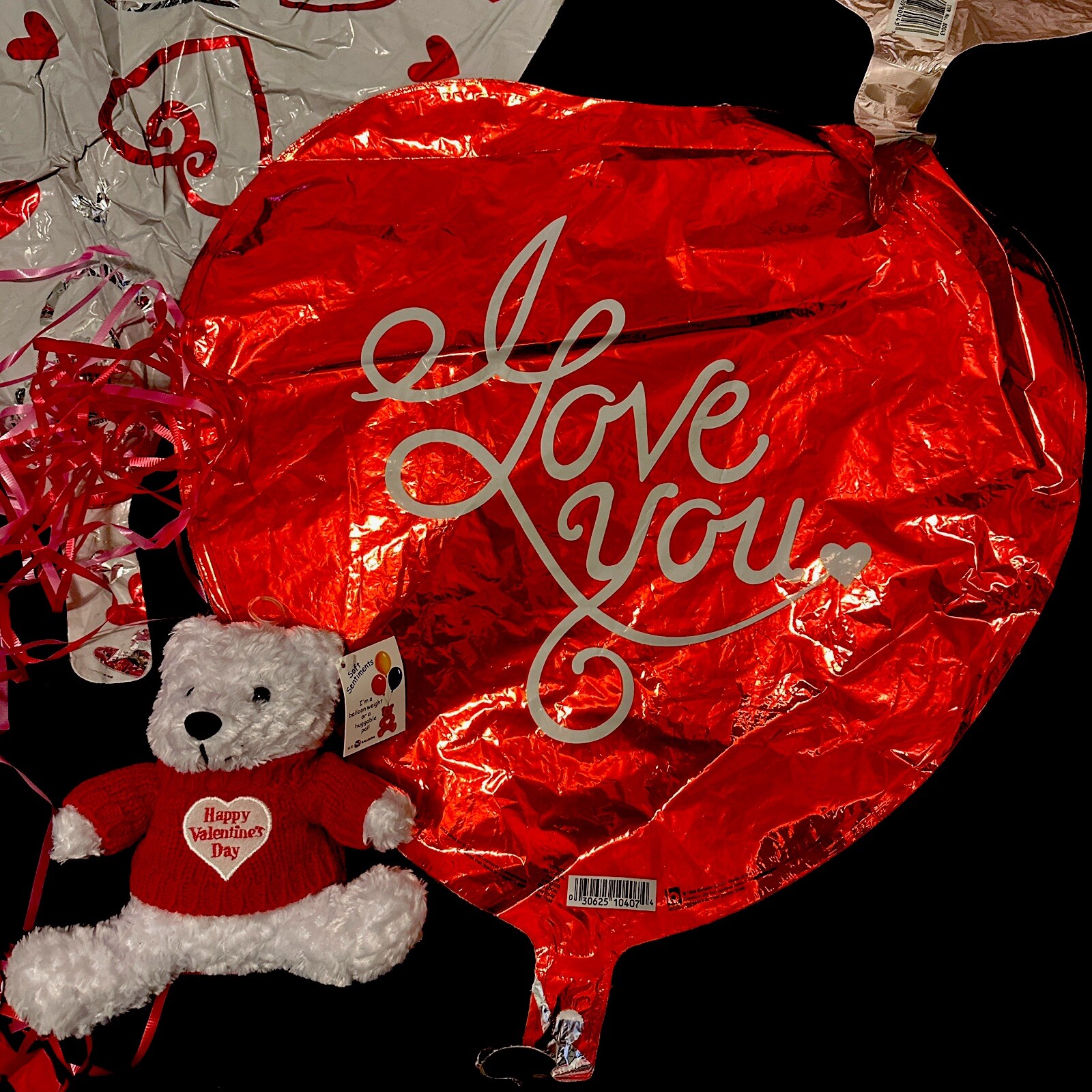 Valentine’s Day I Love You Balloon Bouquet W/ Jumbo 36” Foil Mylar & Teddy Bear