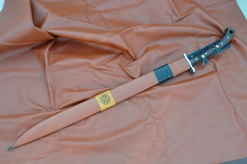 Espada Grosser Messer: Espada afilada templada espiga completa de acero de resorte hecha a mano 34" Foto 3 de 4