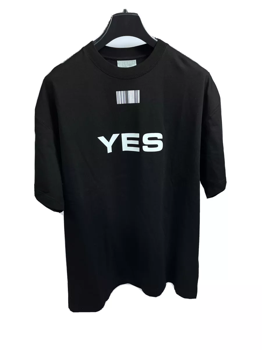 VTMNTS BLACK PRINT COTTON OVERSIZED T-SHIRT SIZE: M fits L/XL