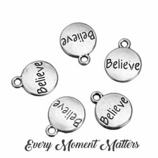 10 x Tibetan Silver BELIEVE POLAR EXPRESS ROUND DISC TAG 14x11mm Charms Pendant