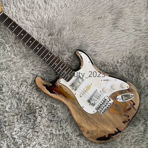 Custom ST Vintage Relic Electric Guitar HSH Pickups Alder Body Tremolo Bridge