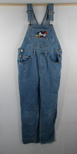 Vtg Mickey Mouse Denim Bib Overalls Jeans Kids Youth Girls Size 12 Disney