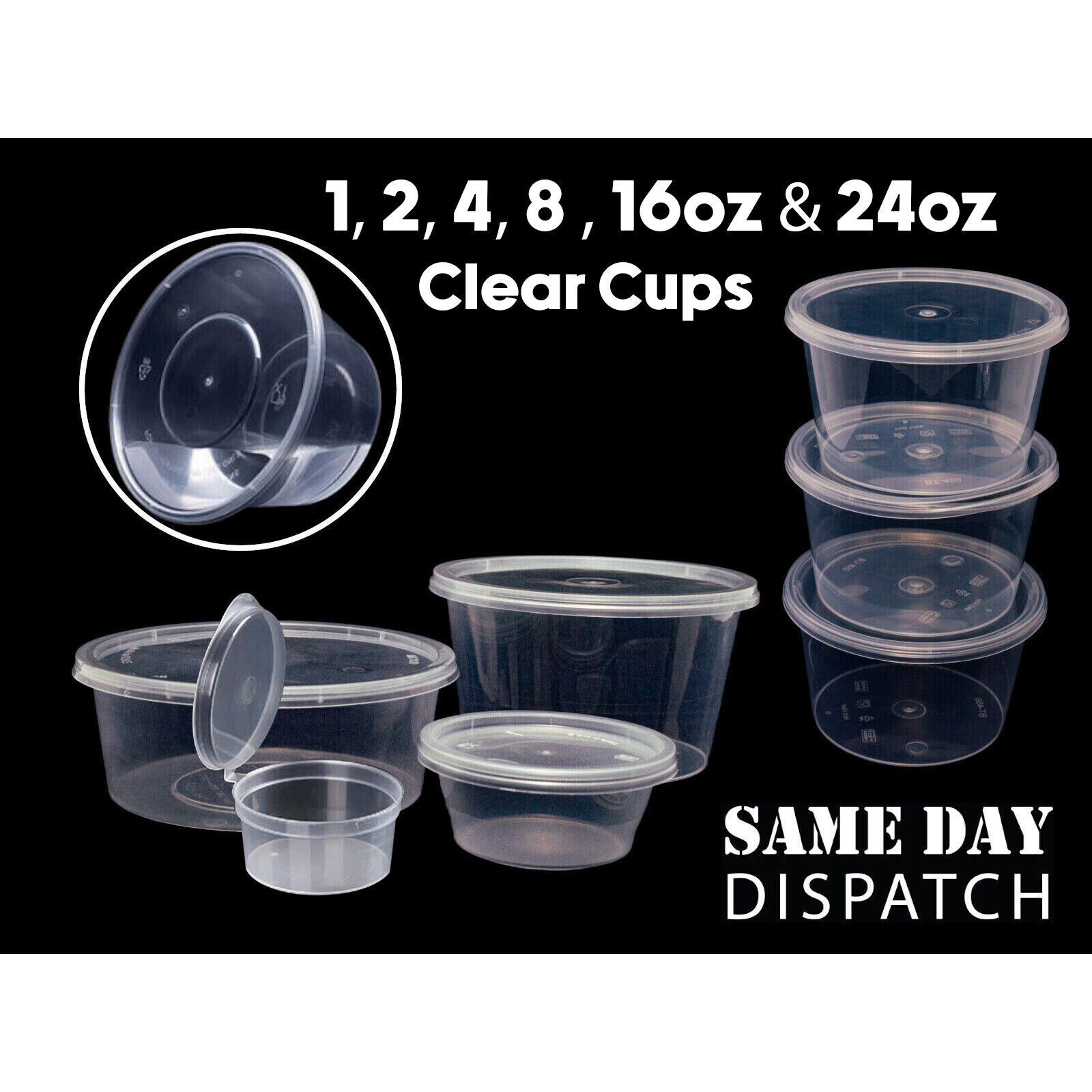 50Pcs Deli Pot Sauce Dip Plastic Clear Round Food Containers Chutney