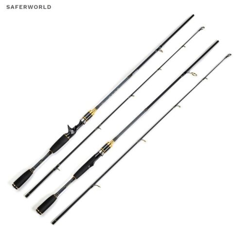 Spinning Casting Fishing Rod Light Pole Black M Power Sections Carbon Fibers 1.8 - Picture 1 of 14
