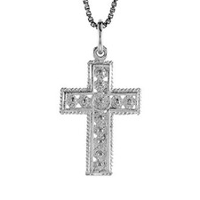 Sterling Silver Cross Pendant / Charm, Italian Box Chain