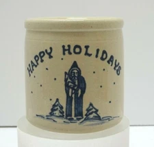 Belsnickle Santa salt glazed CROCK HAPPY HOLIDAYS  - MPC Pottery Edgerton, WI 