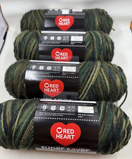 Red Heart Super Saver Stripes Yarn Camouflage Medium 4 ply 236 yds 5 oz Lot of 4