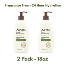 Aveeno Daily Moisturizing Lotion 18 oz – 2-Pack Fragrance Free, 24hr Hydration